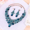 BriLove Women's Costume Elegant Crystal Flower Scroll Teardrop Statement Necklace