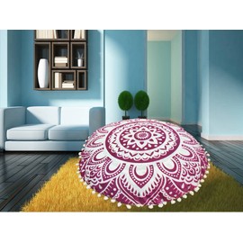 My Dream Carts 22 Inch Floor Pillow “Cover Only” Cushion Cover Round Throw Pillows Decorative for Couch, Chair, Floor, Sofa Unstuffed Cushion Seating Seat Cover Floor Cushion Cover (Without Filler)