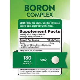 Nature's Truth Triple Action Boron Complex Supplement | 6mg | 180 Count | Vegan, Non-GMO & Gluten Free Mineral Support