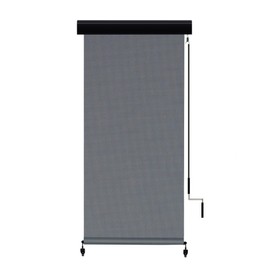 VICLLAX Premium Outdoor Roller Shade Solar Fabric Exterior Roller Shade for Porch Patio Balcony, Crank Operated with Aluminum Protective Valance(4' W X 8' L), Black Grey