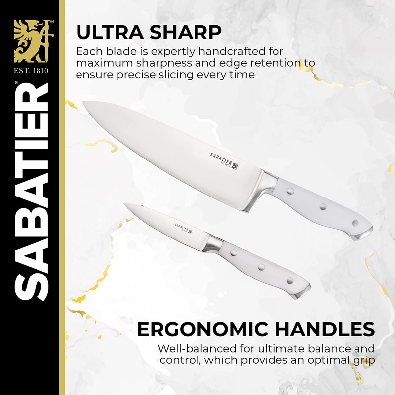 Sabatier Acacia Forged Triple Rivet Edgekeeper Knife Block Set, 15-Piece,