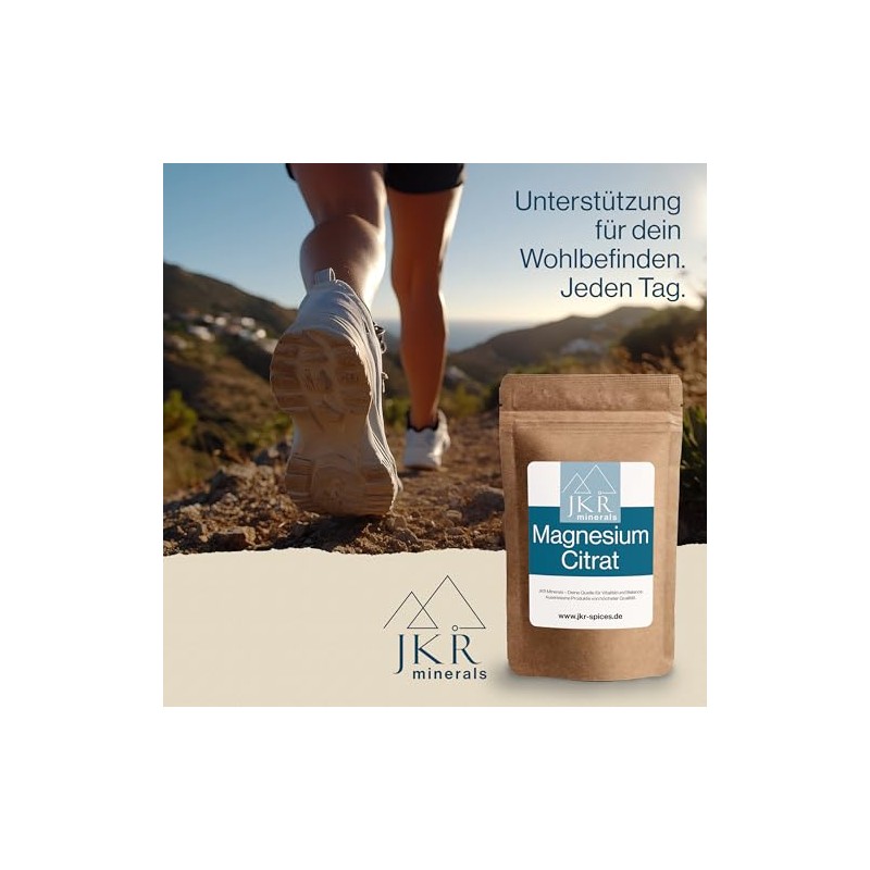 JKR Minerals Magnesium Citrate Powder 450 g, Laboratory Tested, Pure