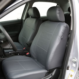 FH Group Classic PU Leather Car Seat Covers Full Set for Front and Rear Split Bench, Easy to Install Comes with Gift - Universal Fit for Trucks, SUVs, and Vans (Gray)