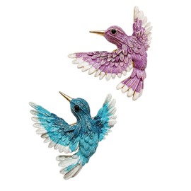 2Pcs Set Hummingbird brooches and Pins for women,Women's Cubic Zircon Animal Gold Magpie and Humming Bird Brooches & Pins Jewelry Accessories Gifts (Blue + Pink)