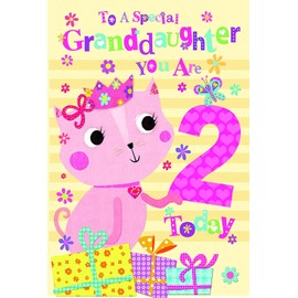 To A Special Granddaughter 2nd 2 Today Cat & Presents Design Happy Birthday Card