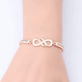 LQRI Best Friend Infinity Bracelet Long Distance Friendship Gift A True Friendship Is a Journey Without An End Jewelry Sisters Bracelets BFF Gifts for Women Girls (true friendship-RG)