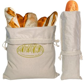 SEABABOO Linen Bread Bag 30 x 40 cm and Long Bread Bag 15 x 67 cm Premium Bread Bag with Plastic Lining Bread Bag Linen Keep Fresh Reusable Bread Bags for Bread Storage Picnic