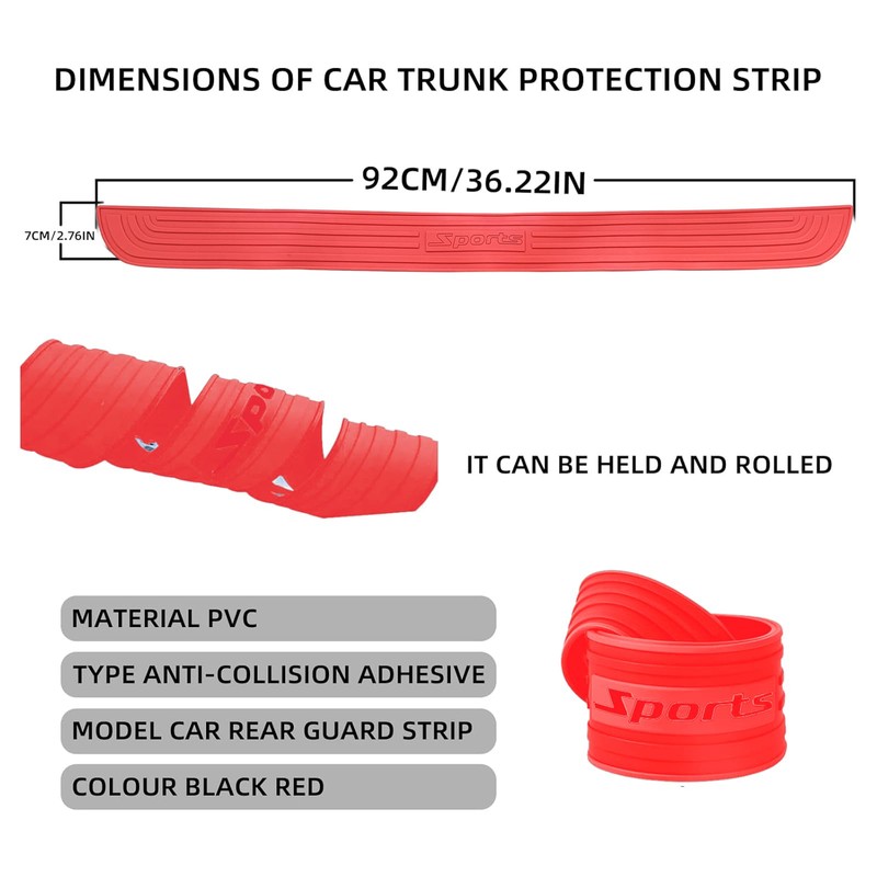 Car Rear Bumper Protector Anti-Scratch Abrasion Rubber Trunk Door Entry