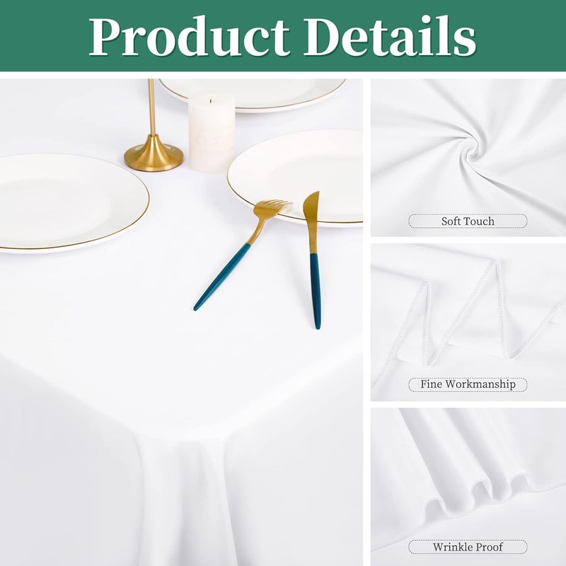 Gtiametor 12 Pack White Tablecloth 60 x 102 Inch, Rectangle