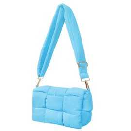 NAARIIAN - Bolso de hombro acolchado de nailon para mujer, bolso cruzado de diseño, Azul/claro, Small