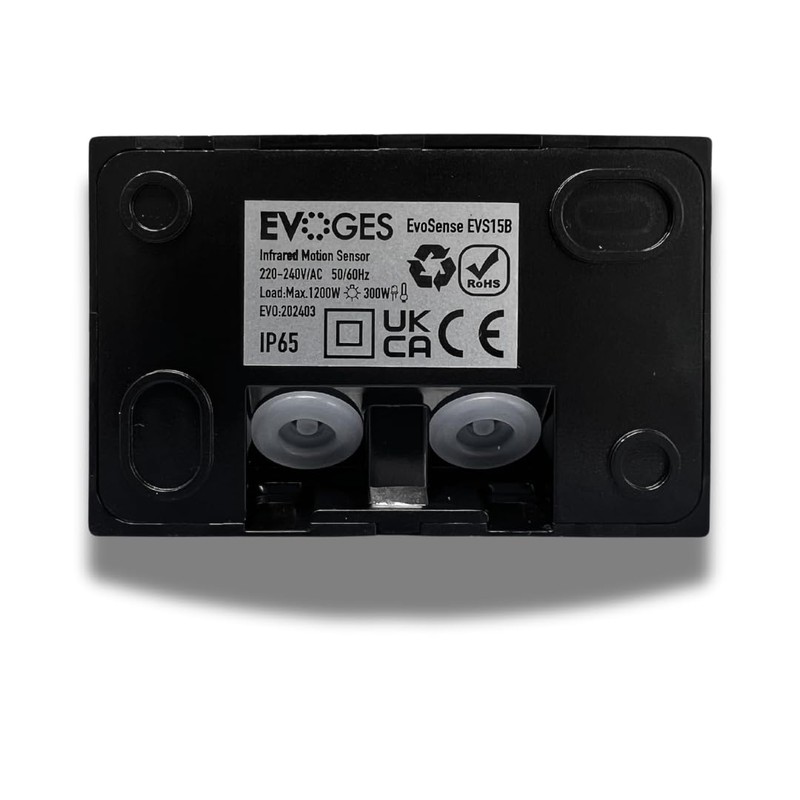 Evoges EvoSense Black PIR Motion Sensor, IP65 Outdoor use, 180°