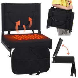 KROFEM Heated Stadium Seat with Cushion and Backrest, Black