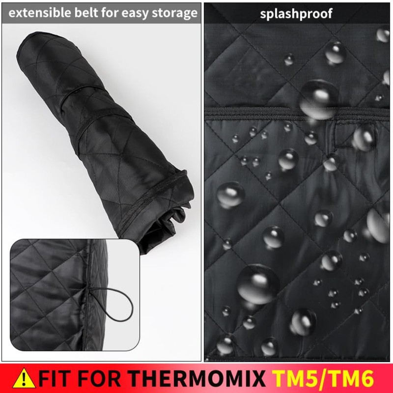 KochSync Dust Cover for Thermomix TM5/TM6 - Black Cover with