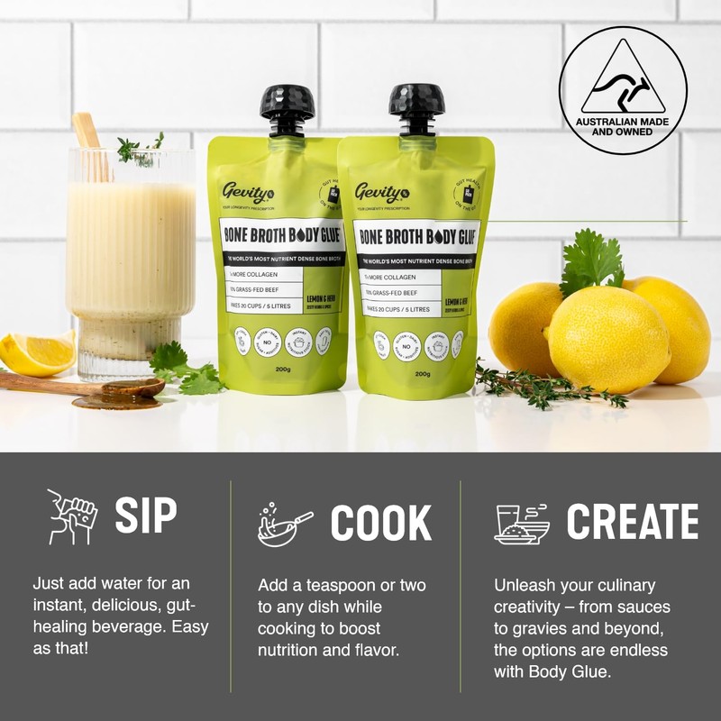 Gevity Rx Bone Broth Body Glue- LEMON & HERB, Go