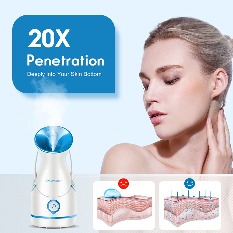 Amconsure Facial Steamer - Nano Ionic Face Steamer Warm Mist