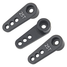3Pcs Metal 25T Servo Horn 25 Teeth Steering Arm Compatible with Futaba Savox Power HD HSP Servos Motor Compatible with Wltoys Himoto Redcat Traxxas Axial 1/8 1/10 RC Car Truck (Black)