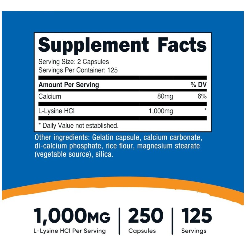 L-lisina L-lysine 250 Tabletas 1,000mg Aminoacido Eg L04 Sabor ND