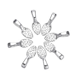 180 Pcs Oval Scrabble Glue On Earring Bails For Fitting Glass Tiles Pendants For DIY Making 15x5mm(#180pcs), Silver