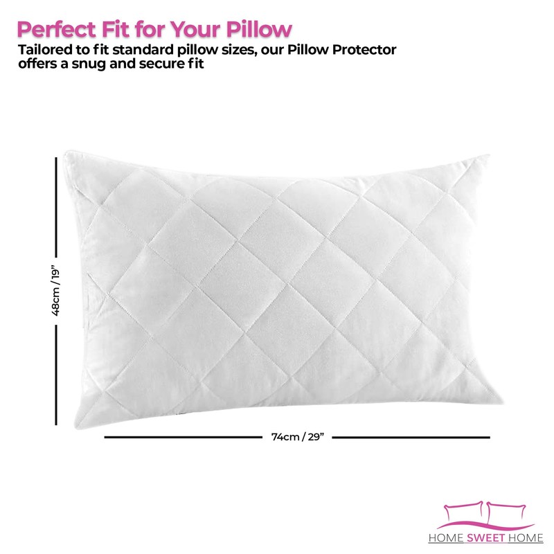 Home Sweet Home UK Quilted Pillow Protectors 2 Pack Envelope