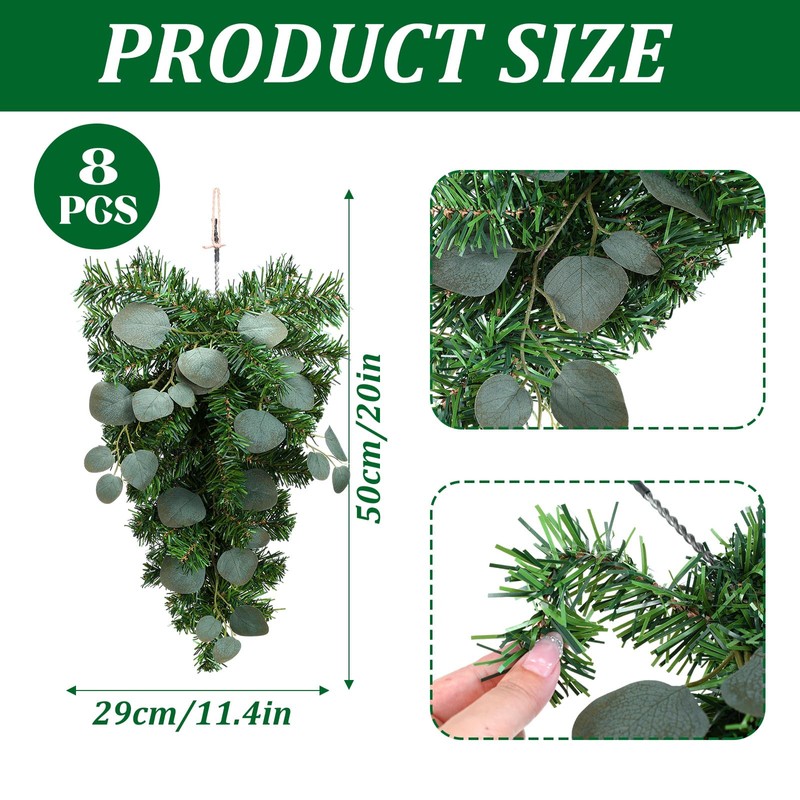 Zomiboo 8 Pcs Christmas Greenery Swag with Eucalyptus Mixed Pine