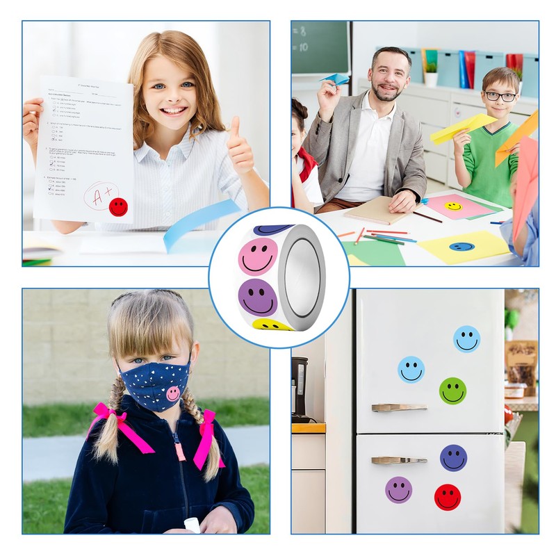 1500Pcs Happy Face Stickers for Kids,Teacher Reward Stickers,Smile Labels