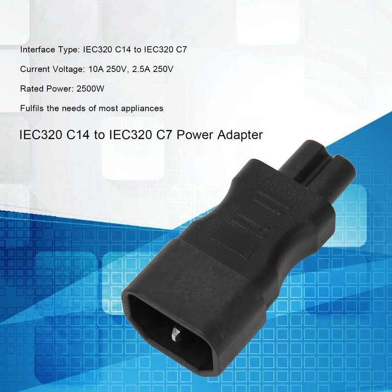 4Pcs IEC320 C14 to IEC320 C7 Power Adapter Universal Black