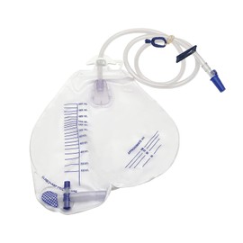 GlobalRoll Urinary Drainage Bag with Anti-Reflux Chamber, Urine Bag with 2000 mL Volume, 48" Drainage Tube, Clips and Hanging Hook, Professional Urinary Bag for Home and Hospitals Health Aids, 1 Pack