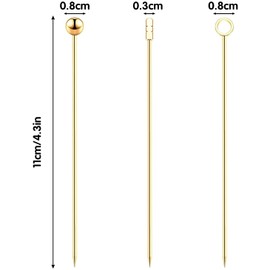 Meiso 12 Pcs Stainless Steel Cocktail Picks, Appetizers, Bloody Marys, Reusable Metal Martini Picks stir Sticks for Olives, Skewers, Sandwiches