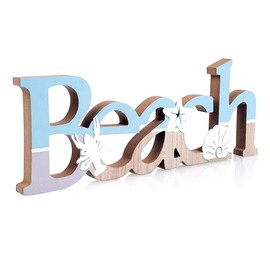 Daiilg Wooden Beach Decor Sign, Free Standing Beach Decorations for Home, Beach Houses or Coastals Theme Room - Ocean Easy Install Easy to Use