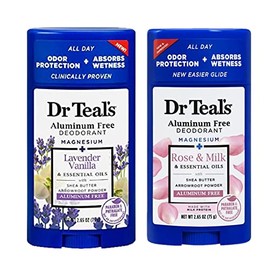 Dr Teal's Dr. Teals Desodorante Variedad Juego de Regalo(Paquete de 2, 2.65Oz Ea.) - Vainilla Lavanda y Rosa y Leche - Aceites Esenciales, Manteca de Karité y Magnesio Ayudan A Absorber La Humedad y M