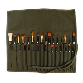 Liquidraw Pinselhalter mit 30 Fächern, aufrollbare Pinseltasche, Aufbewahrungstasche, Make-up-Pinseletui, Grün