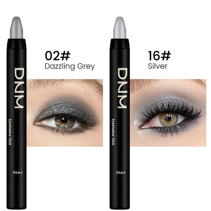 evpct 2Pcs Cream Eyeshadow Sticks Set for Eyes Dazzling Grey