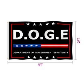 DOGE D.O.G.E. Department Of Government Efficiency Flag 2x3FT Fade Proof Vivid Color 100D Thicker Polyester With Brass Grommets (Design A, 2x3FT)