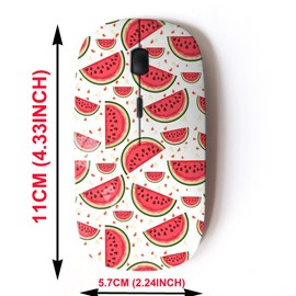 mouse inalámbrico de 2.4 G con bonito diseño de patrón para todos los portátiles y computadoras de computadora con nanoreceptor, sandía sobre blanco