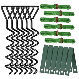 Tree Stake Kit, Heavy Duty Spiral Tree Stakes and Supports for Leaning Trees and Young Trees Straightening, Protect Trees from Bad Weather (2, Black)