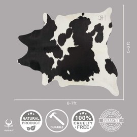 rodeo Genuine Cowhide Rug – Premium Western Home Décor, Natural Brazilian Cow Hide for Living Room, Bedroom & Rustic Cabin, Multiple Colors (Black and White, M)