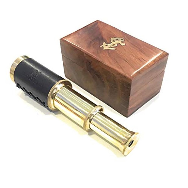 6" Handheld Brass Telescope Pirate Navigation with Rosewood Box Beautiful Handcrafted Nautical Gift