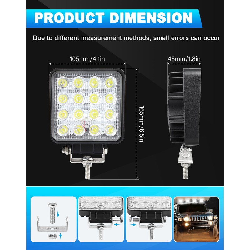 SKYWORLD 12 V 48 W LED Work Light, 4 Inch
