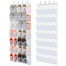 Windyun 2 Pcs 70 Large over The Door Shoe Organizer Hanging Shoe Rack for Closet Holder Pure Mesh Pockets Back to School Behind Door Hanger Storage Nonslip for Home Room School Dorm, Each 35 Pockets
