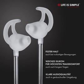 EARFLY Ear Insert for Sound Tube Secure Hold and Highest Quality Easy to Clean (Size M One Pair) Transparent, White