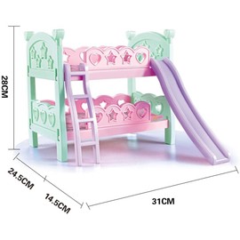 zalati Doll Bunk Bed with Slide and Ladder Gather Toy for 18 Inch Dolls Fun Playset Accessory