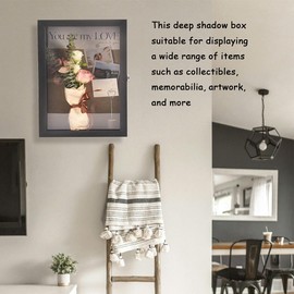 12”x17” Large Shadow Box Frame Depth 5in Extra Deep Shadow Boxes Wall Mounted Display Cases Hinged Door with Lock for Flowers Wedding Bouquet Pictures Photos Medals and Keepsake (Black)