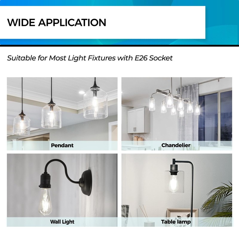 Hizashi Vintage LED Light Bulb Dimmable, 6W Equivalent 60W, 5000k