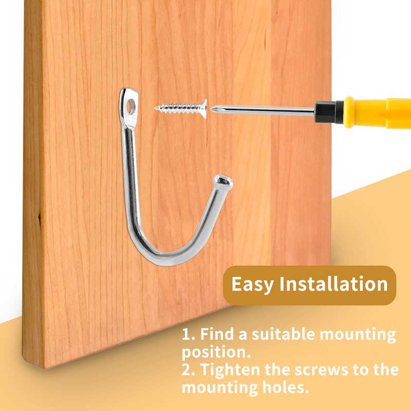 Auvotuis 24Pcs Single Iron Hooks, Decorative J Shaped Wall Mounted