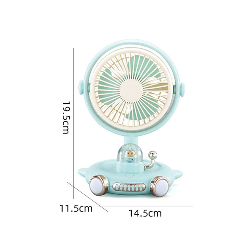 Small Desk Fan with Light USB Rechargeable Quiet Adjustable Wind