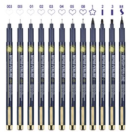 EooUooIP Black Fineliner Pens, 12 Pack Fineliners Art Pens Set, Technical Drawing Pens, Brush Pens for Artists, Handwriting, Calligraphy, Sketching Illustrations, Drawing, Art Supplies