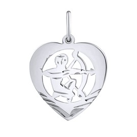 SILVEGO Women's Pendant 925 Sterling Silver Zodiac Sign Sagittarius Heart Pendant