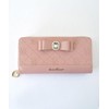 SecretDoor Women's Long Wallet, Cute, Ribbon, Bijou, Gold Zipper, Thin,