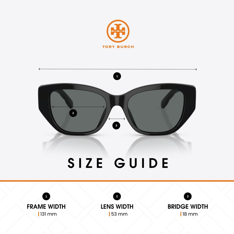 Tory Burch TY7196U 170981 53MM Black/Dark Grey Polarized Rectangular Sunglasses