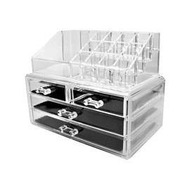 GC GLOBALCOMMERCE Portatrucco Organizer per Make Up con 4 Cassetti da Bagno, Trasparente con Scomparti